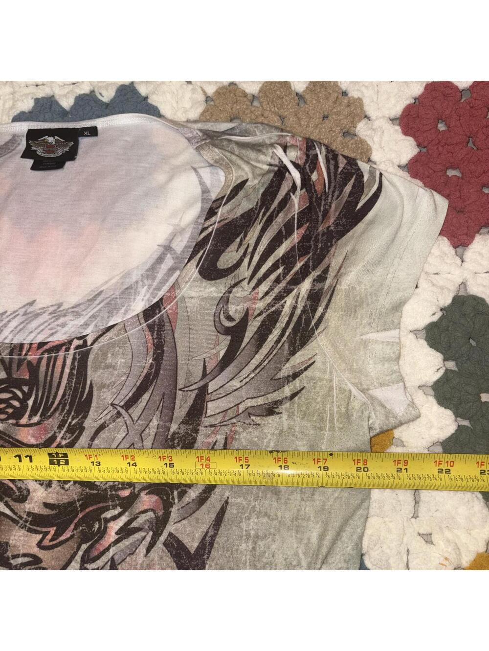 Vintage Y2K Harley-Davidson Women's XL Eagle Graphic Summer Motorcycle T-Shirt - Picture 7 of 8